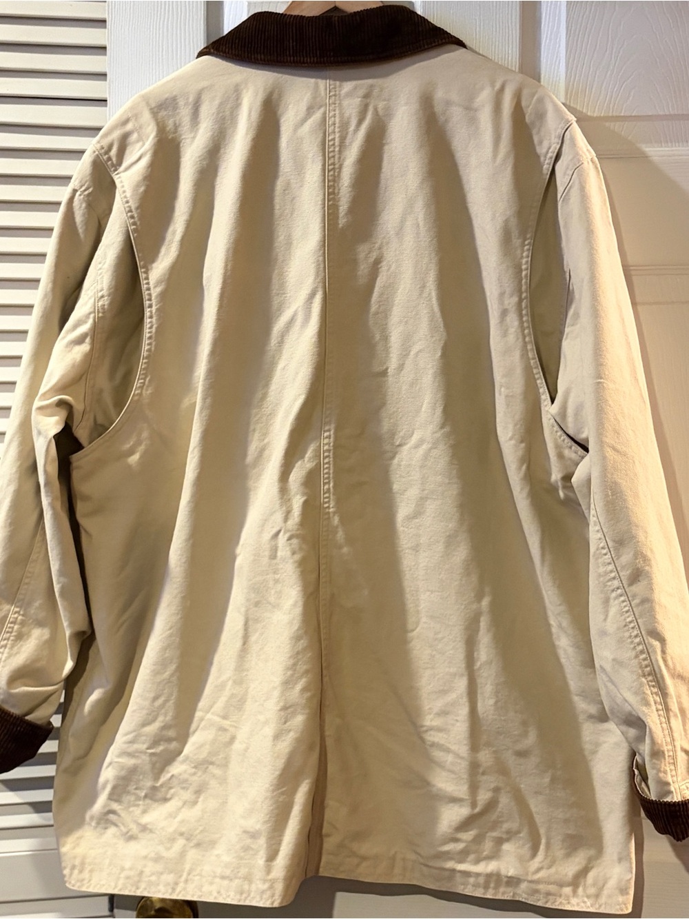 VTG Lands End Chore Jacket Mens XL Tall Tan Cotton Canvas Plaid Lined Gorpcore - Picture 10 of 15